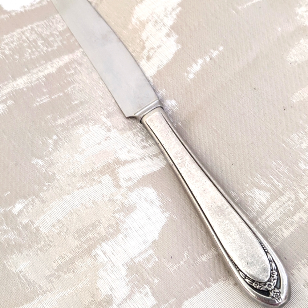 ANTIQUE 1847 ROGERS BROS VINTAGE SILVER PLATE DINNER KNIFE - Picture 6 of 8